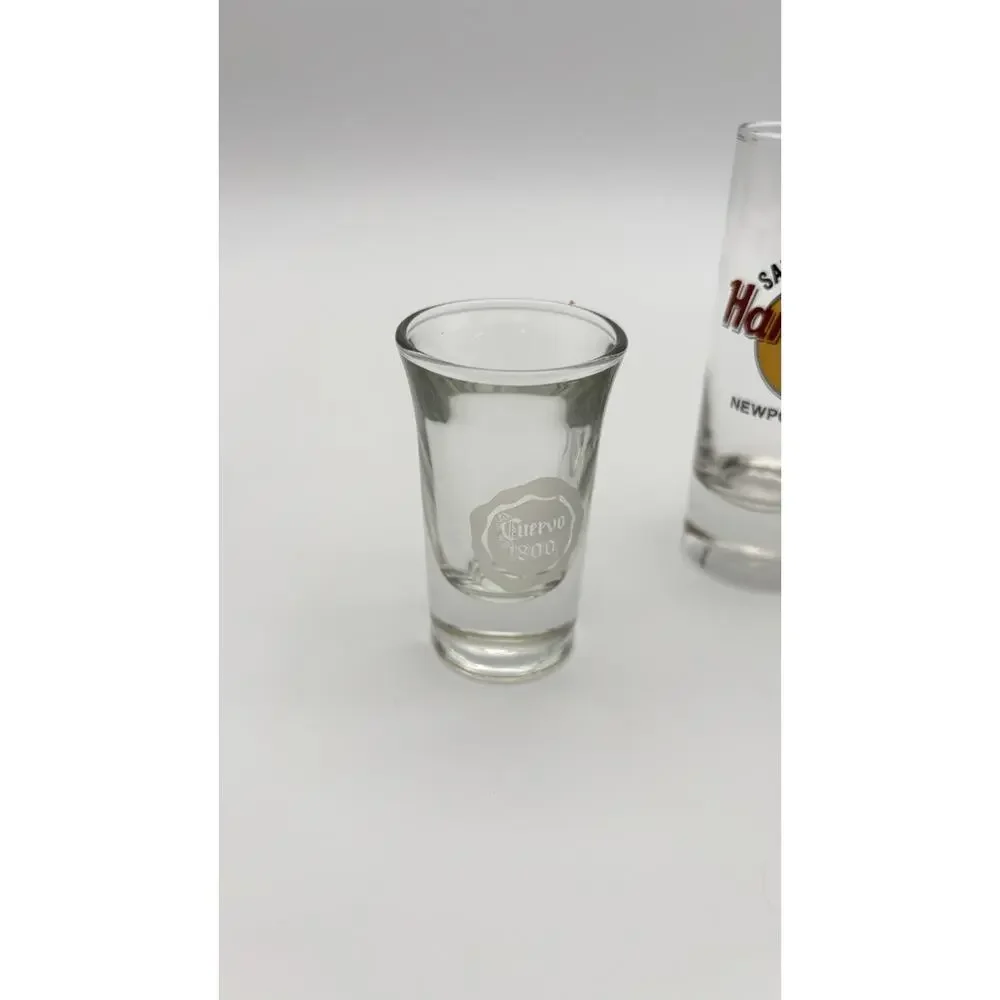 Set of 3 Hard Rock Cafe Shot Glasses -US Cities- And 2 Tequila Shot Glasses. VG